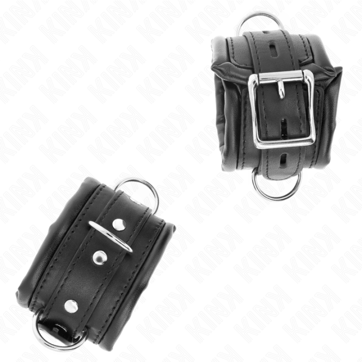Kink - Muñequeras Estilo Heavy Forro Negro Ajustable 20-30 cm x 6 cm