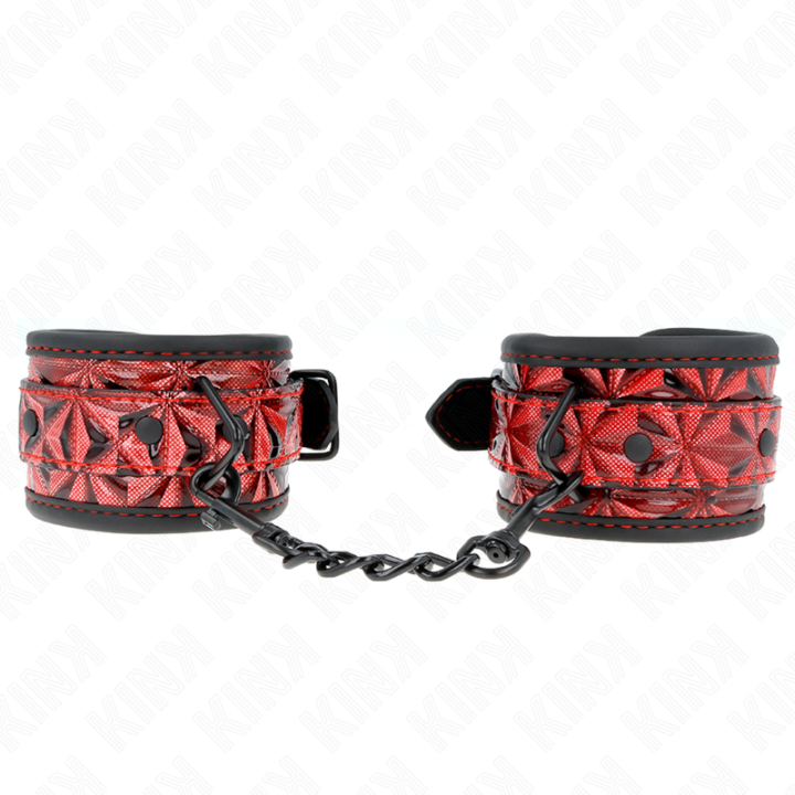 Kink - Diamond Pattern Wrist Restraints Dark Red Adjustable 17-26 cm x 5.5 cm