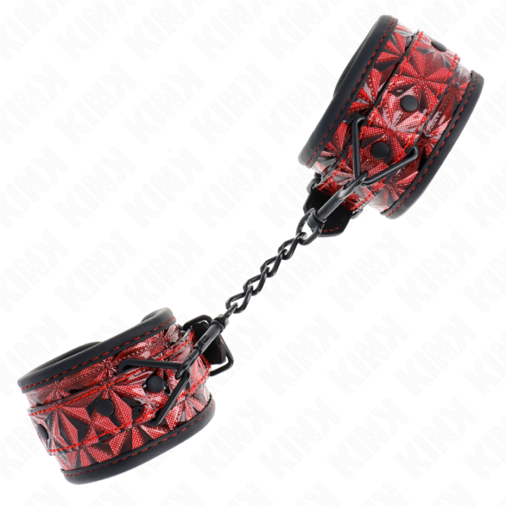 Kink - Diamond Pattern Wrist Restraints Dark Red Adjustable 17-26 cm x 5.5 cm