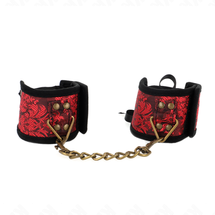 Kink - Almofadas de Pulso Scandal Vermelho-Preto Detalhes de Renda 24,5 cm x 6,5 cm