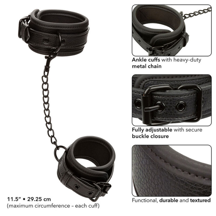 Calexotics - Nocturnal Chevilles Réglables en Cuir Noir