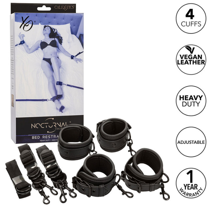 Calexotics - Nocturnal Cinghie Per Letto in Pelle Regolabili Nere