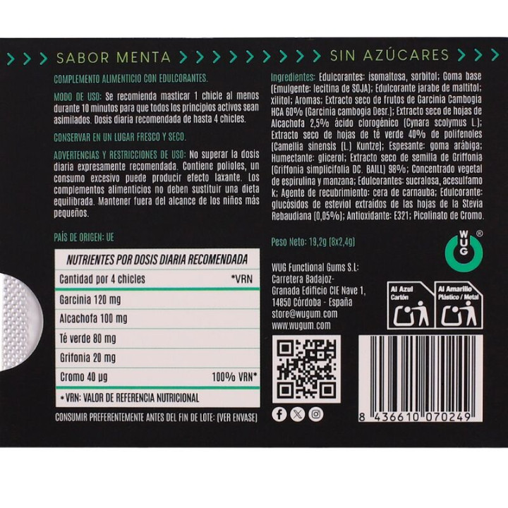 Wug Diet - Contrôle de l'Appétit et Réduction du Grignotage - Plaquette Thermoformée de 8 Unités