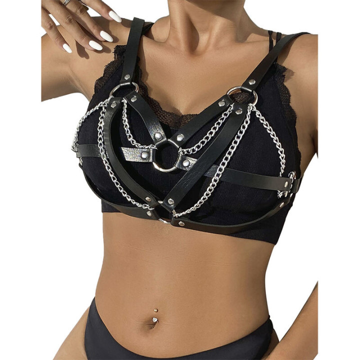 Subblime - 953713 Ceinture Punk Bondage Boucle Métal Noire Taille Unique
