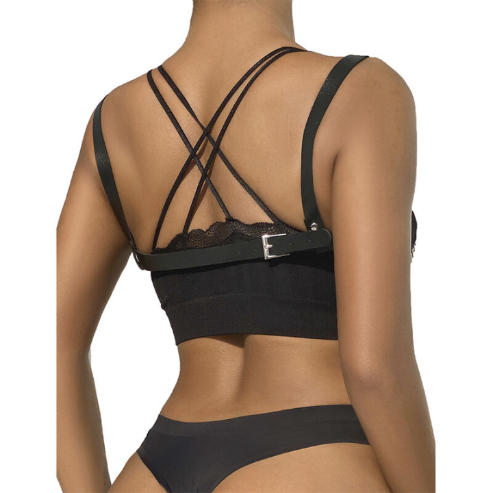 Subblime - 953713 Ceinture Punk Bondage Boucle Métal Noire Taille Unique
