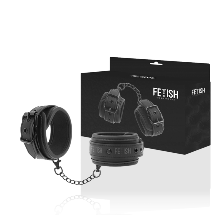 Fetish Submissive - Menottes en Cuir Végétalien Avec Doublure en Noprène