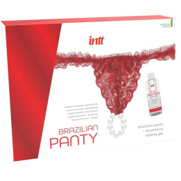 Intt Releases - Culotte Rouge Brésilienne Avec Perles et Gel Lubrifiant 50 ml