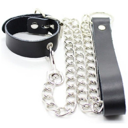 Ohmama Fetish - Colar Para Pênis e Alça de Couro Com Corrente de Metal