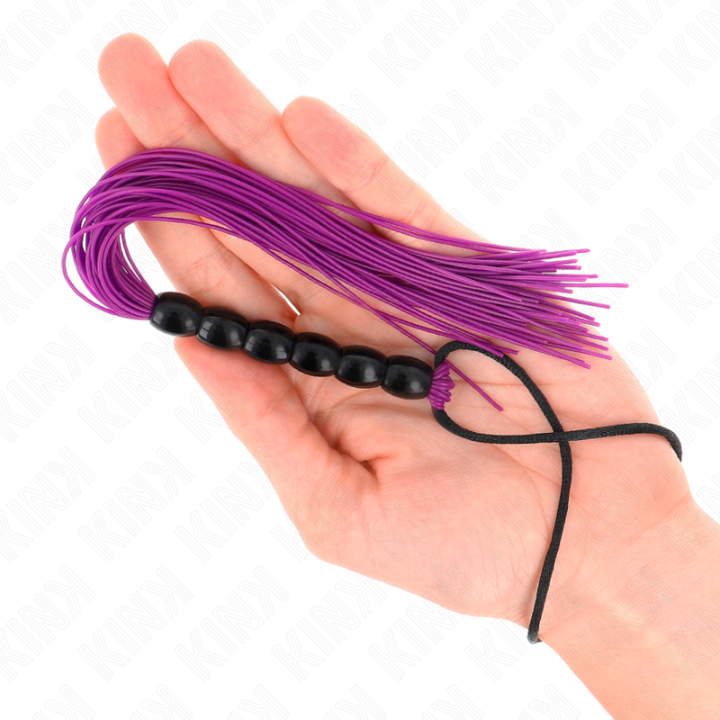 Kink - Mini Silikonpeitsche Mit 6 Lila Perlen 26 cm