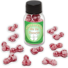 Diablo Picante - 12 Doces da Sorte em Forma de Pênis Morango/Cereja