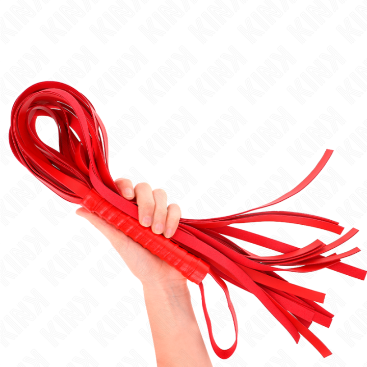 Kink - Rote Peitsche Mit Kurzem Griff Und Langem Schwanz 70 cm
