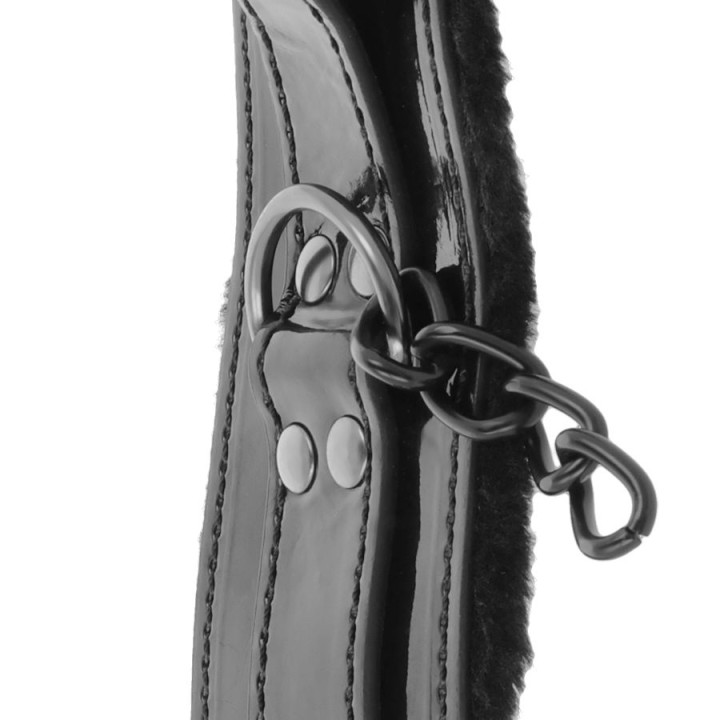 Darkness - Menottes Ajustables en Cuir Noir Avec Cadenas