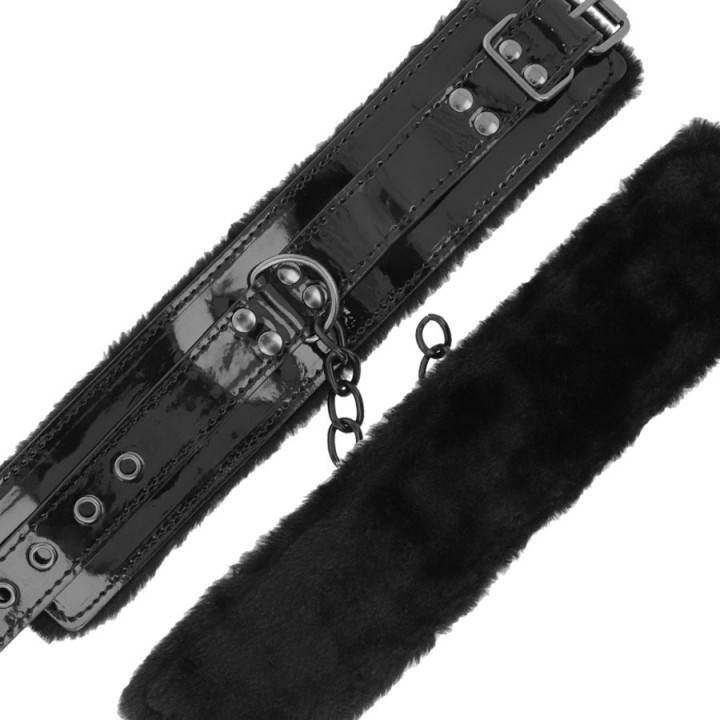 Darkness - Manette Nere Regolabili in Pelle Con Lucchetto