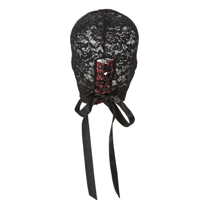 Calexotics - Scandal Cagoule en Dentelle Noire Avec Nœud
