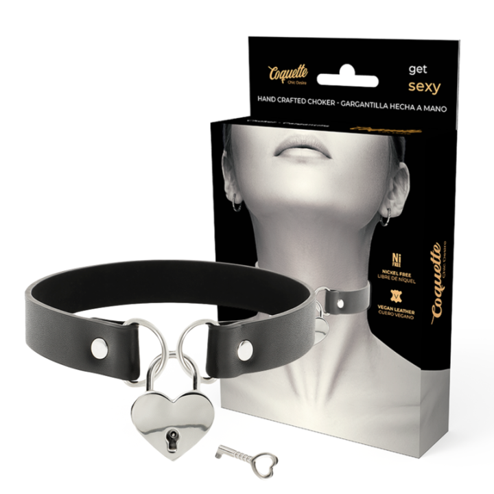 Coquette Chic Desire - Vegane Leder-Halskette Mit Herz-Accessoire Mit Schlüssel