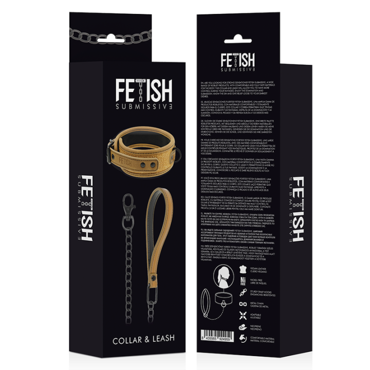 Fetish Submissive Origen - Collar Con Cadena Con Forro de Neopreno