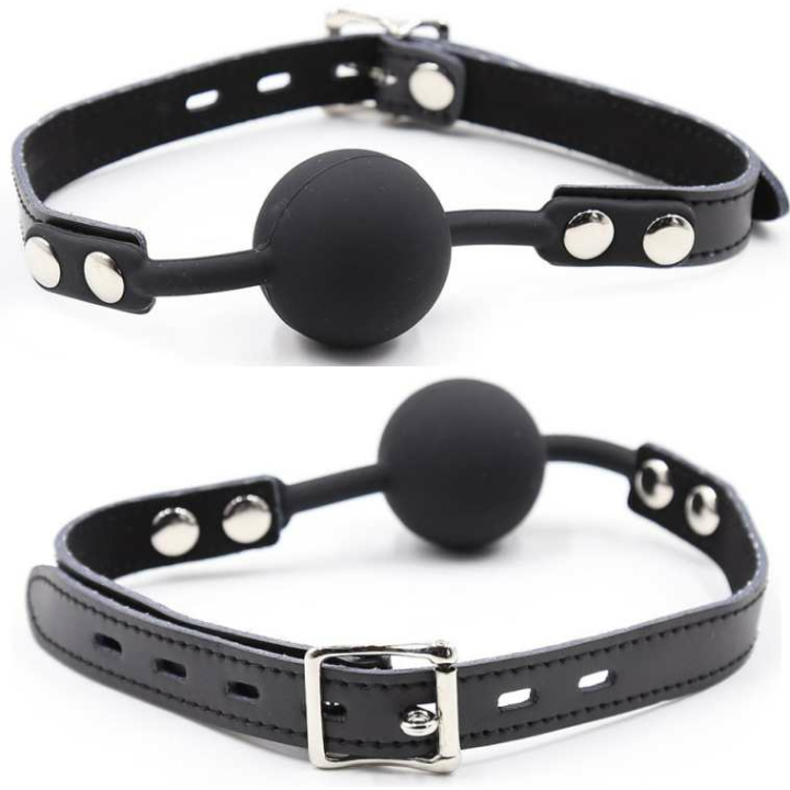 Ohmama Fetish - Silikon-Ballgag Mit Ledergürtel (Vorhängeschloss Inklusive)