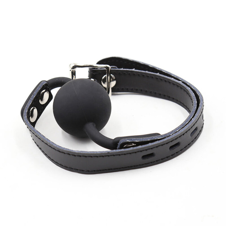 Ohmama Fetish - Gag de Bola de Silicone Com Cinto de Couro (Cadeado Incluído)
