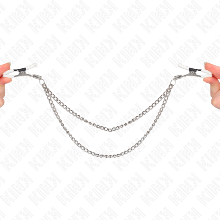 Kink - Pinças Para Bicos Com 2 Correntes Finas Prata 20/23 cm