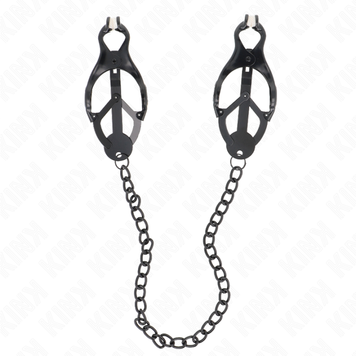 Kink - Pinze Per Capezzoli Trifoglio Giapponese Con Catena Nera 30 cm