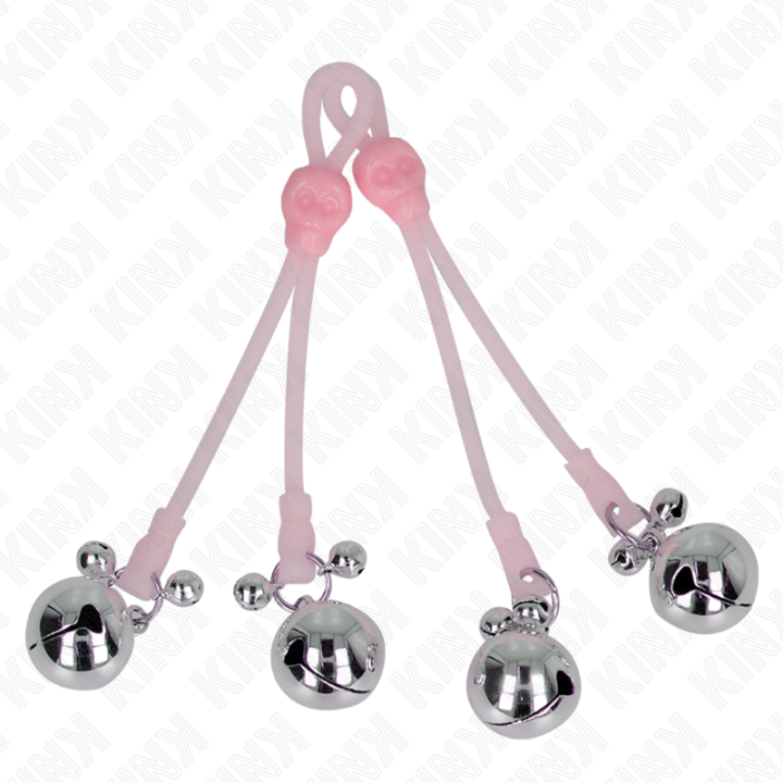 Kink - Pinces à Télépin Lumineuses Crâne Avec Anneau Cloches Réglables Rose / Argent