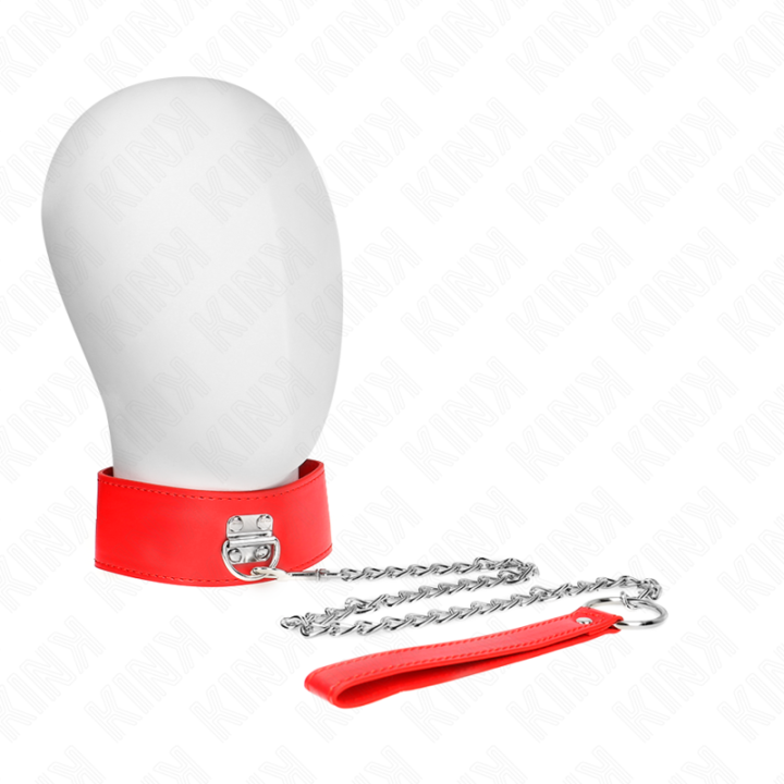 Kink - Collar Con Correa 65 cm Ancho Rojo Ajustable 33.5-41 cm x 5 cm