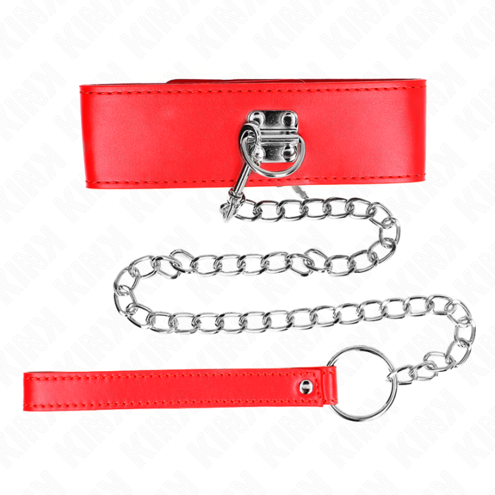 Kink - Colar Com Cinto 65 cm Com Alça Larga Vermelha Ajustável 33,5-41 cm x 5 cm