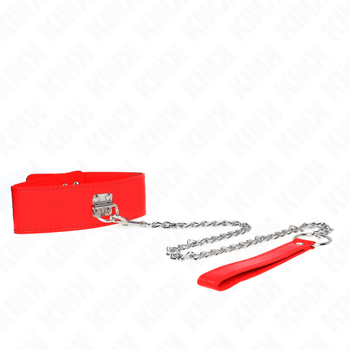 Kink - Collar Con Correa 65 cm Ancho Rojo Ajustable 33.5-41 cm x 5 cm