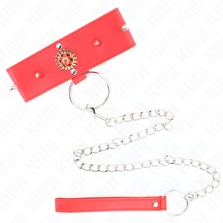 Kink - Collier Diamants Rouges Avec Ceinture 65 cm Ajdustable 35-51 cm x 7 cm