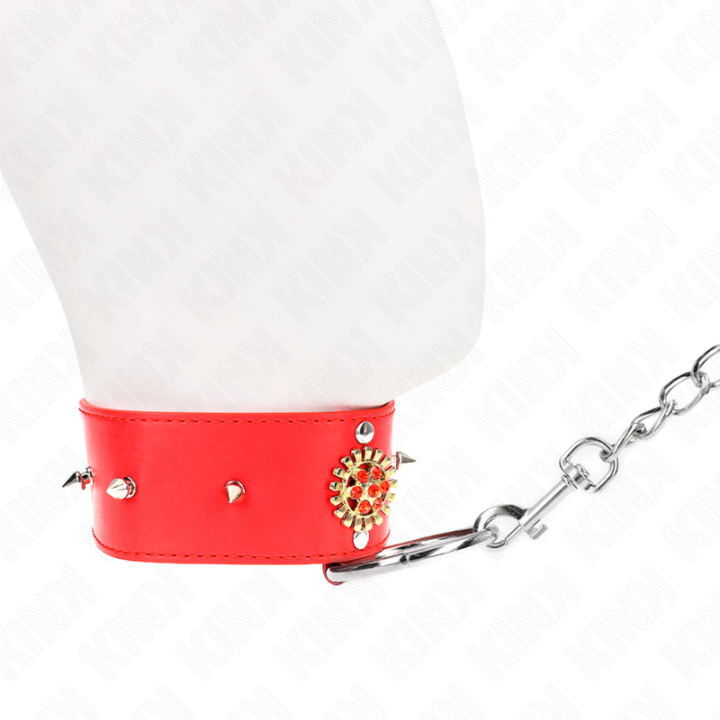 Kink - Collar Con Correa 65 cm Cuello de Diamantes Rojo Ajustable 35-51 cm x 7 cm