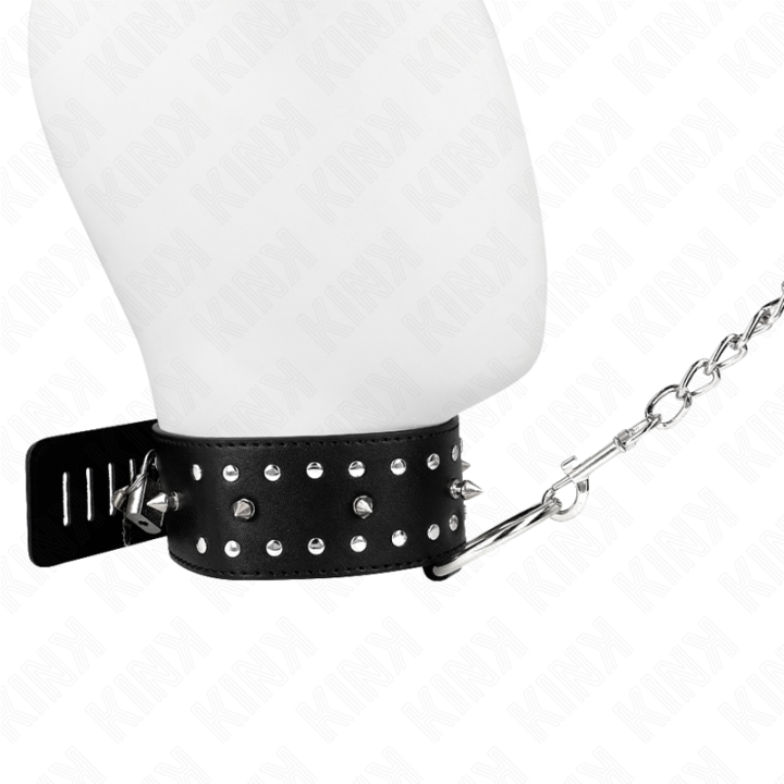 Kink - Colar Com Trela 65 cm Com Pregos Prata Modelo 1 Ajustável 36-43 cm x 5 cm