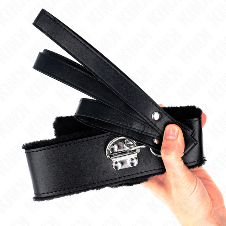 Kink - Colar Com Trela 116 cm Com Pregos Prata Modelo 4 Preto Ajustável 40-48 cm x 6 cm