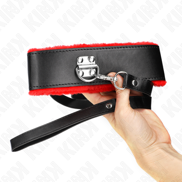 Kink - Necklace With Belt 116 cm With Red Leather Strap Adjustable 40-48 cm x 6 cm