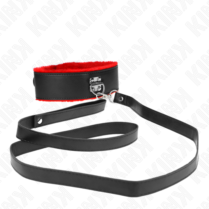 Kink - Colar Com Cinto 116 cm Com Alça de Couro Vermelha Ajustável 40-48 cm x 6 cm