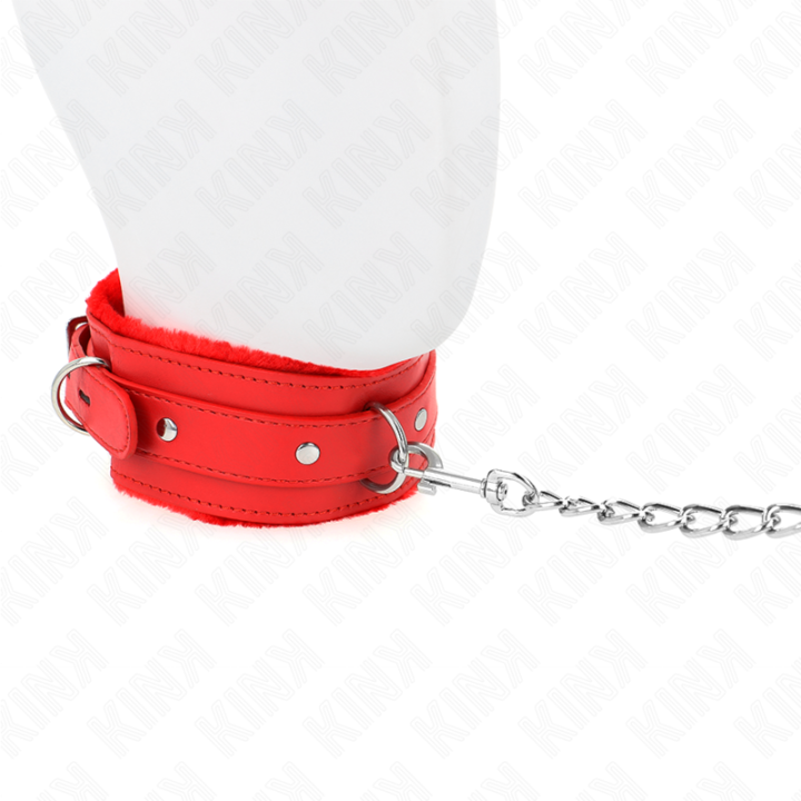 Kink - Collar Con Correa 65 cm Con Restricciones Rojo Ajustable 36-42 cm x 5.5 cm