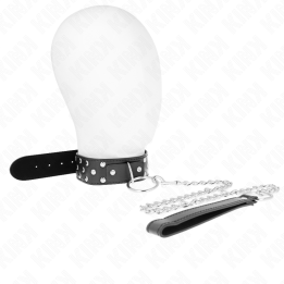 Kink - Collier Rivet Anneau Avec Ceinture 65 cm Noir Ajustable 36-50 cm x 3,8 cm