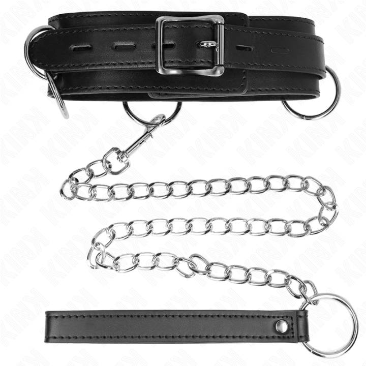 Kink - 3 Ring Slavery Necklace With Strap 80 cm 53 x 5 cm