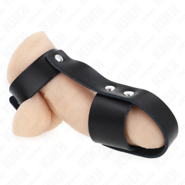 Kink - Anello Per Gabbia Per Pene in Pelle Con Divisore Per Palline Regolabile