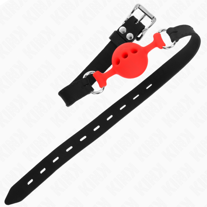 Kink - Full Silicone Gag 55 x 2 cm With 4 cm Ball Size s Red Adjustable 35-51 cm
