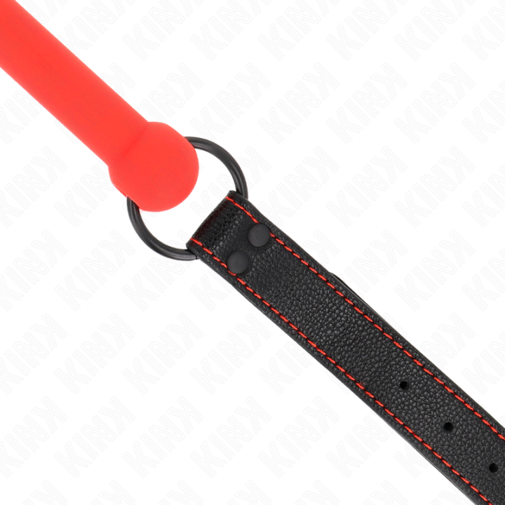 Kink - Mordaça de Osso Com Alça de Couro Vermelha Ajustável 41-57 cm