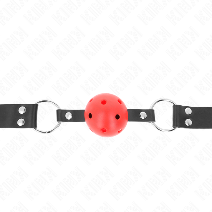 Kink - Breathable Ball 4 cm Gag With Double Rivet Red 62.5 x 2.5 cm Adjustable 42-58 cm