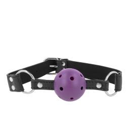 Kink - Mordaza de Bola 4 cm Transpirable Con Doble Remache Morado 62 x 2.5 cm Ajustable 42-58 cm