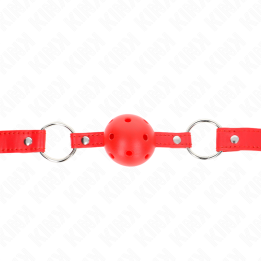 Kink - Breathable Ball 4 cm Gag With Double Rivet Model 1 Red 62.5 x 2.5 cm Adjustable 42-58 cm