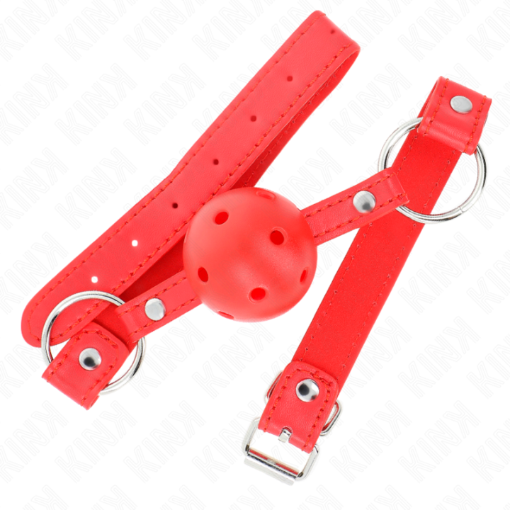 Kink - Breathable Ball 4 cm Gag With Double Rivet Model 1 Red 62.5 x 2.5 cm Adjustable 42-58 cm
