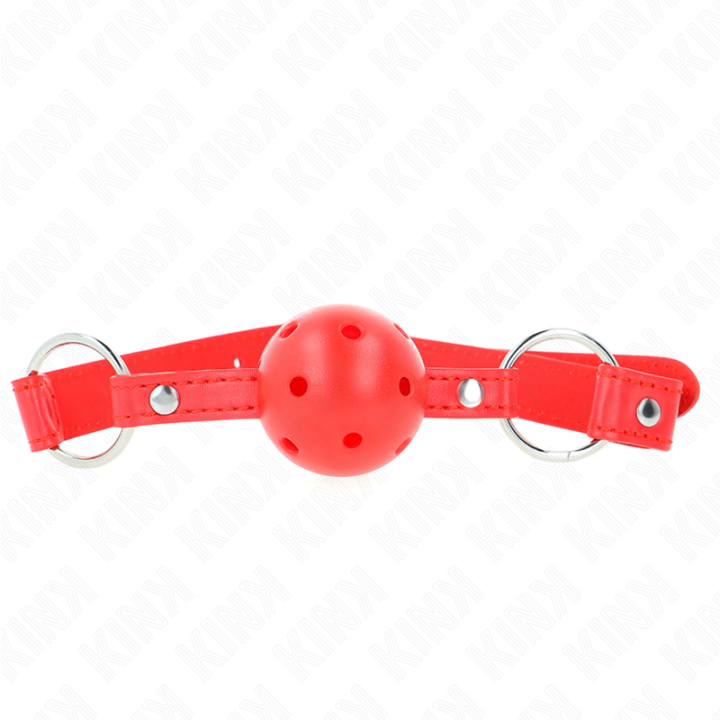 Kink - Breathable Ball 4 cm Gag With Double Rivet Model 1 Red 62.5 x 2.5 cm Adjustable 42-58 cm