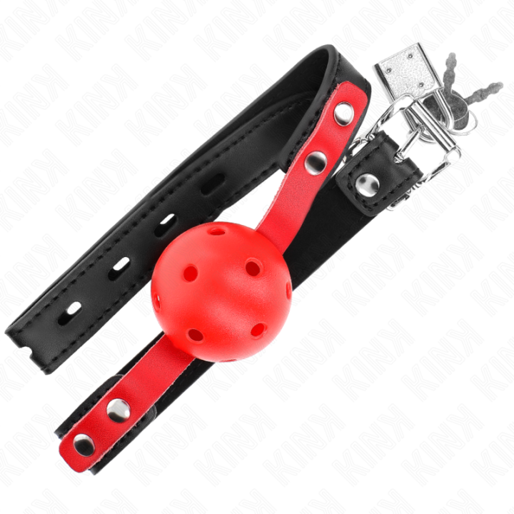 Kink - Red Hollow Hard Ball 4 cm Gag Black Strap 60 x 2 cm Adjustable 37-52 cm