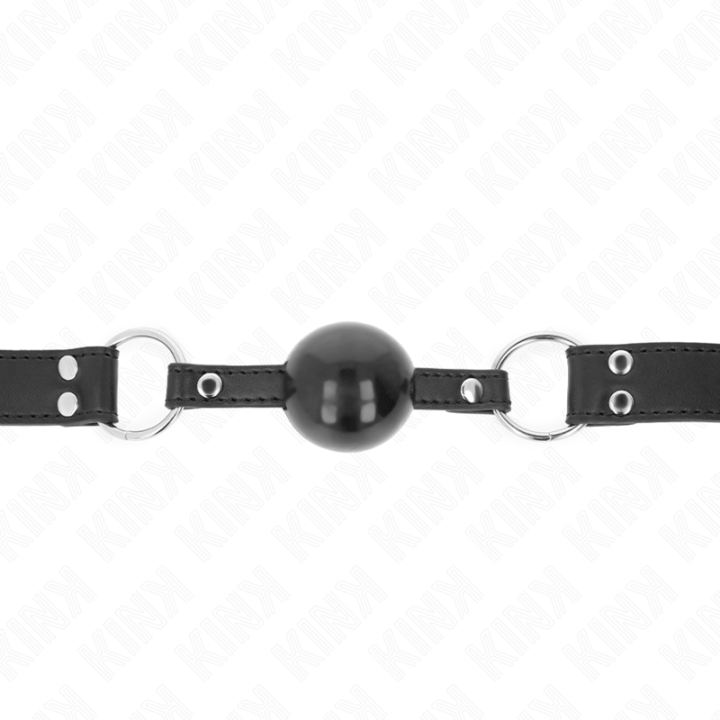 Kink - Bola Macia e Sólida Mordaça de 4 cm Com Alça de Couro 62 x 2,5 cm Ajustável 42-58 cm