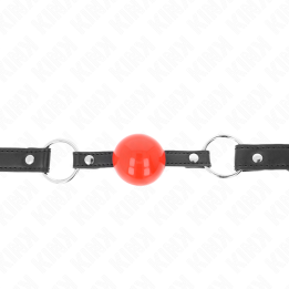Kink - Bâillon Balle 4 cm Avec Serrure Boule Rouge Bracelet Noir 60 x 2 cm