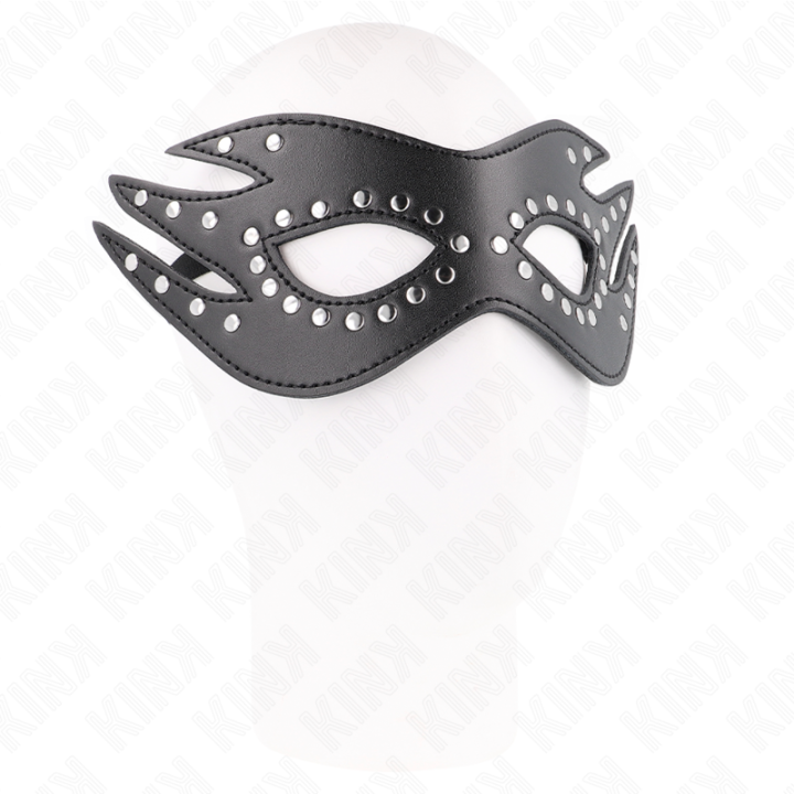 Kink - Máscara de Couro Com Rebites Modelo 3 26 x 9,5 cm