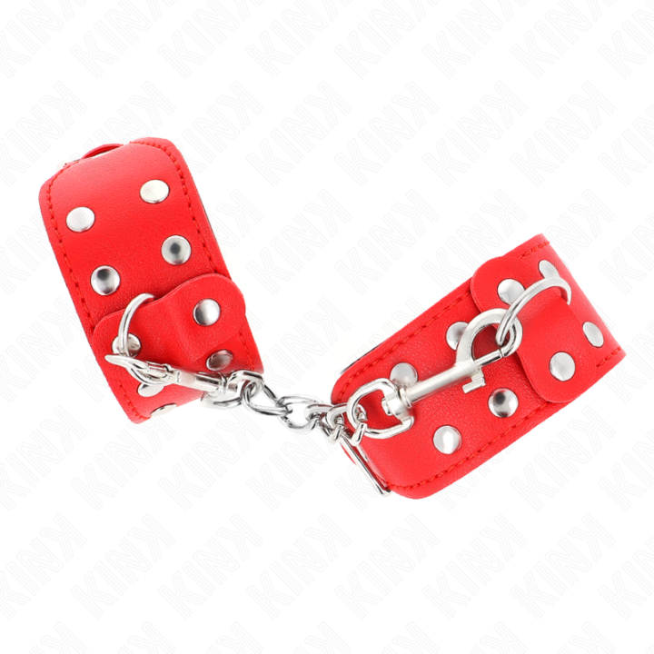 Kink - Bracciali Con Doppia Linea di Borchie Regolabili Rosso